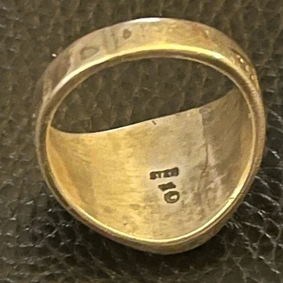 Native Eagle Magical Cabochon Abalone 🦅 Sterling Silver 925 Ring size 14 1/2🟣 - Picture 4 of 8